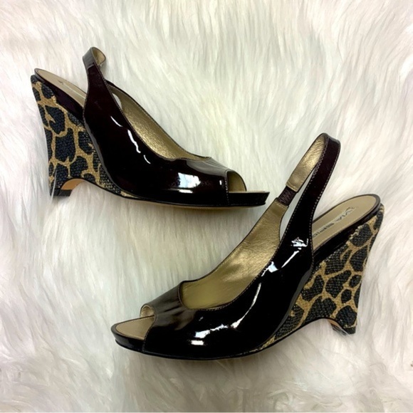 Vía Spiga Animal Print Wedge Slingbacks Size 8 - Picture 2 of 9